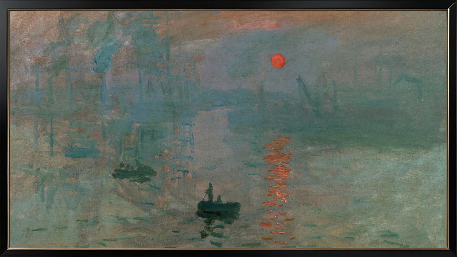 Tranquil Evenings – Soft pastels and impressionist landscapes at dusk 16:9 Tv Art, set of 4 framed images, Monet, Grimshaw, Pissarro, McNeill - ArtRemade