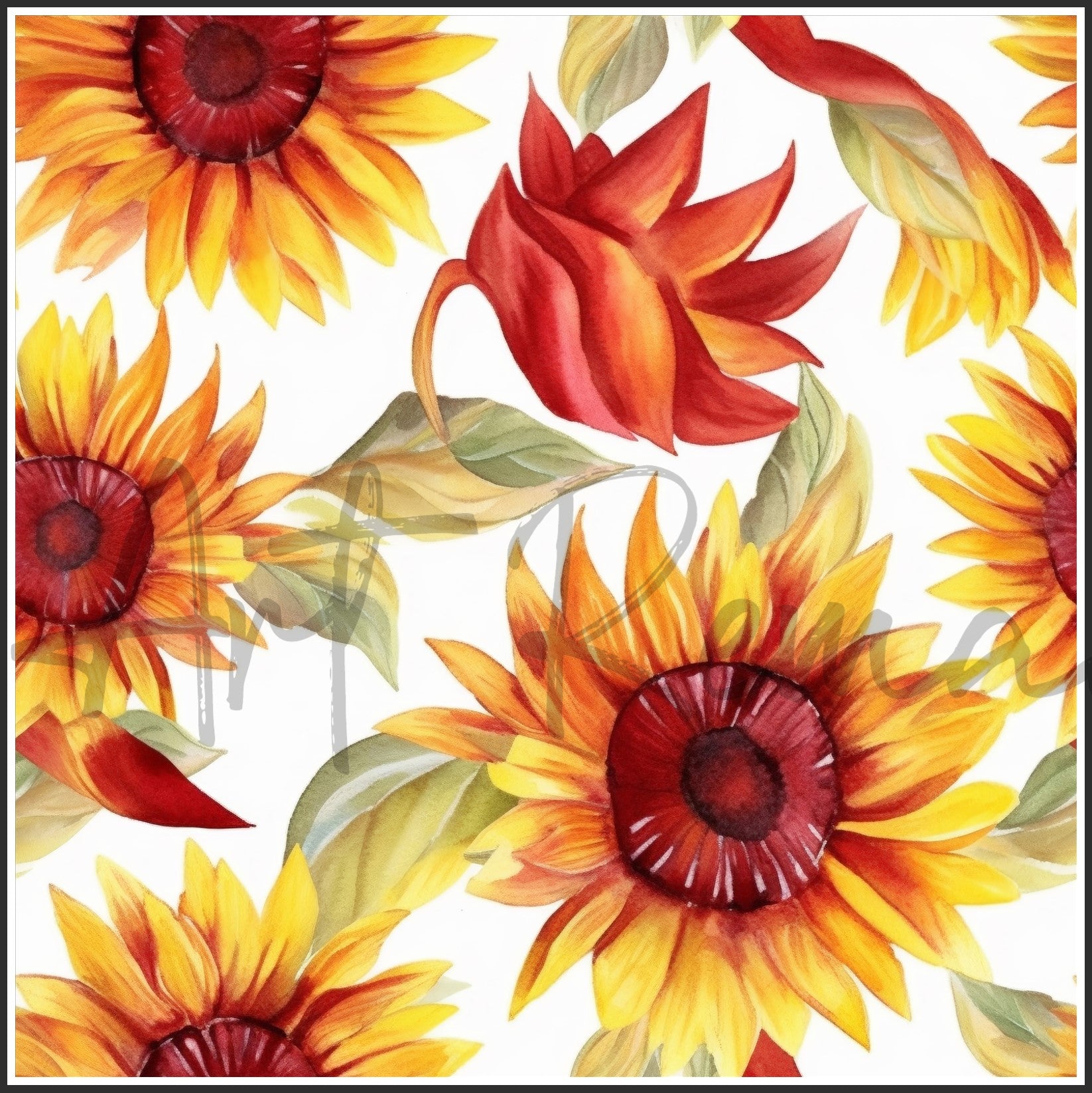 Moulin Rouge Red Sunflower Art Digital Paper pack, seamless pattern / tiles, 3072 x 3072 pixels, 300dpi, JPEG, SVG, 46 images - ArtRemade