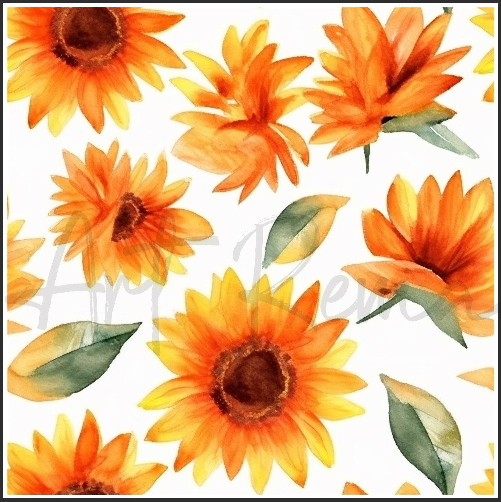 Orange Sunflower Art Digital Paper pack, seamless pattern / tiles, 3072 x 3072 pixels, 300dpi, JPEG, SVG, 24 images - ArtRemade