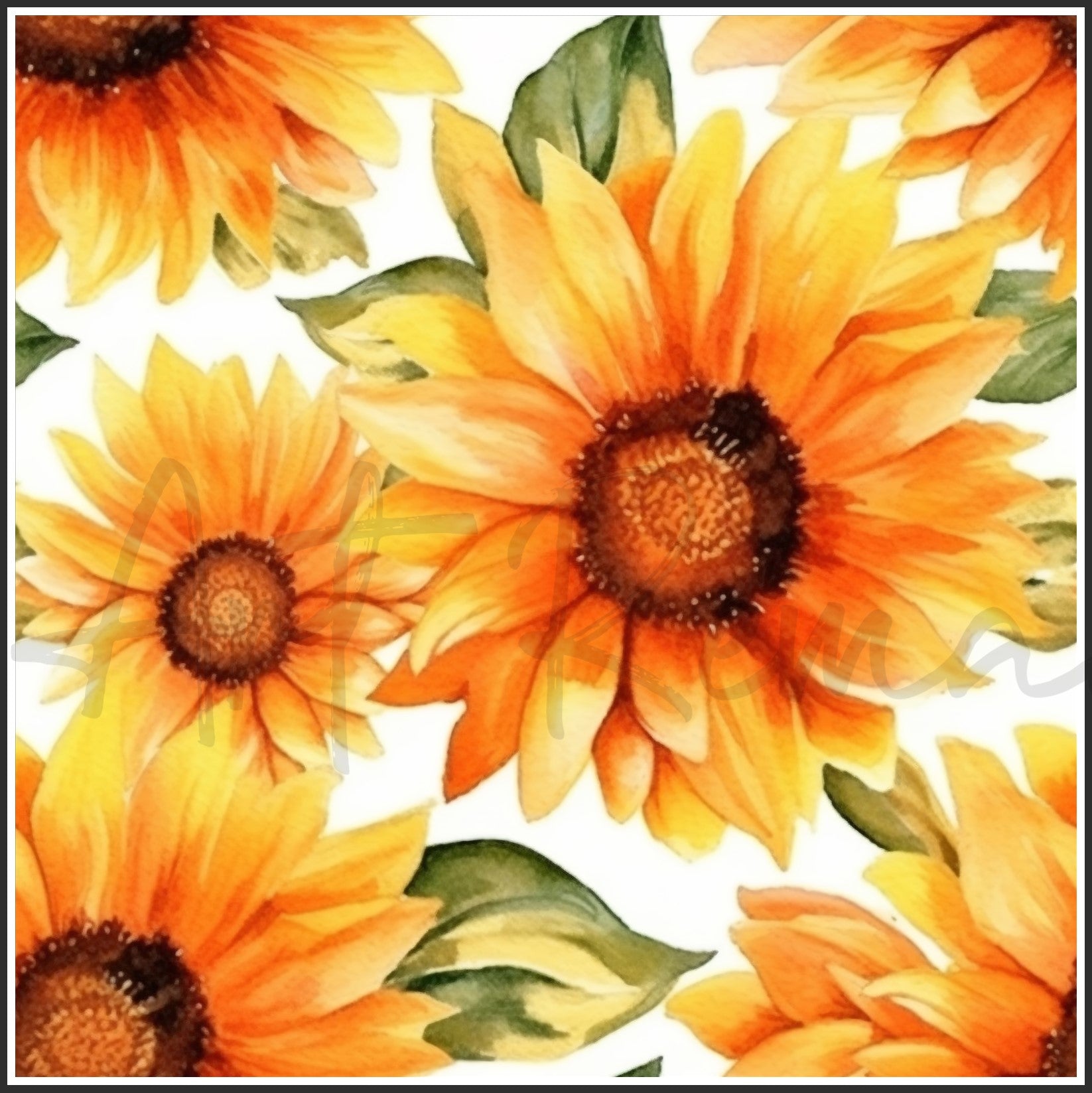 Orange Sunflower Art Digital Paper pack, seamless pattern / tiles, 3072 x 3072 pixels, 300dpi, JPEG, SVG, 24 images - ArtRemade