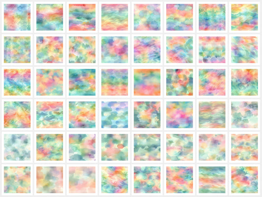 Water color pastel Art Digital Paper pack, seamless pattern / tiles, 3072 x 3072 pixels, 300dpi, JPEG, SVG, 48 images - ArtRemade