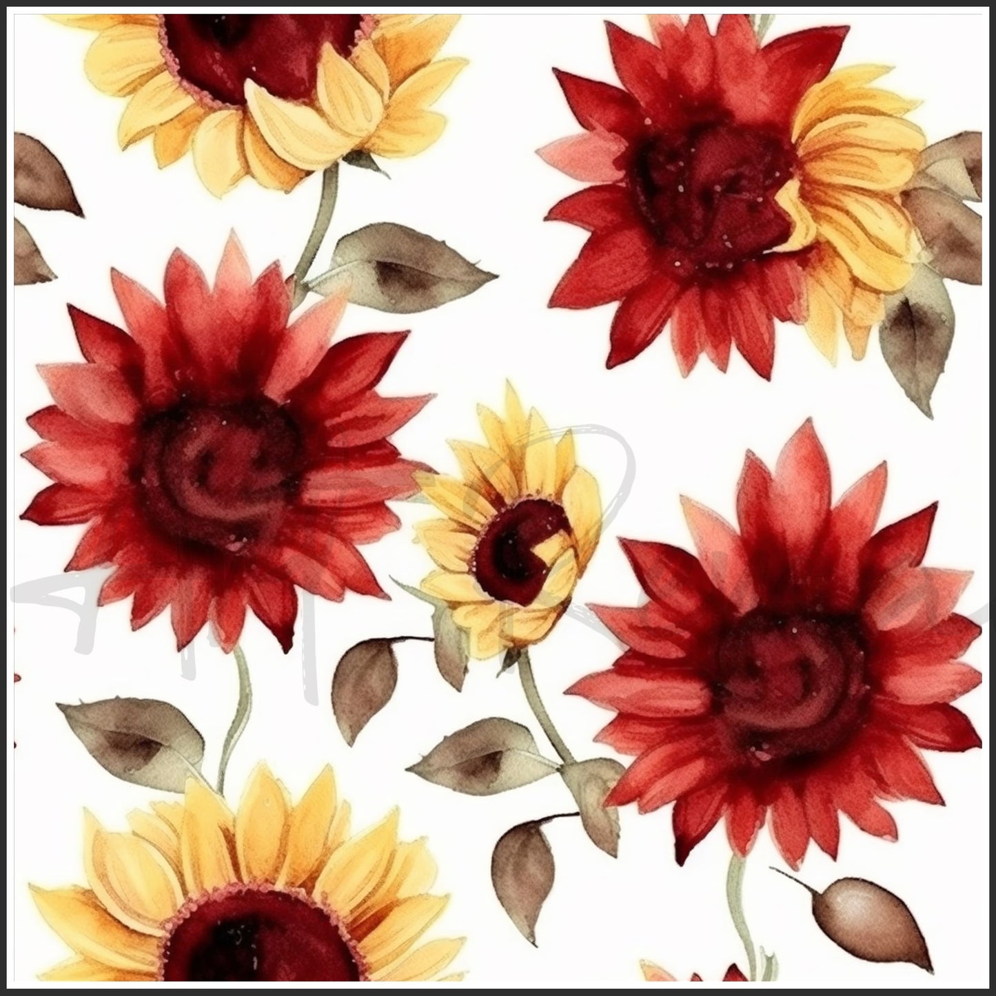 Red Sunflower Art Digital Paper pack, seamless pattern / tiles, 3072 x 3072 pixels, 300dpi, JPEG, SVG, 23 images - ArtRemade