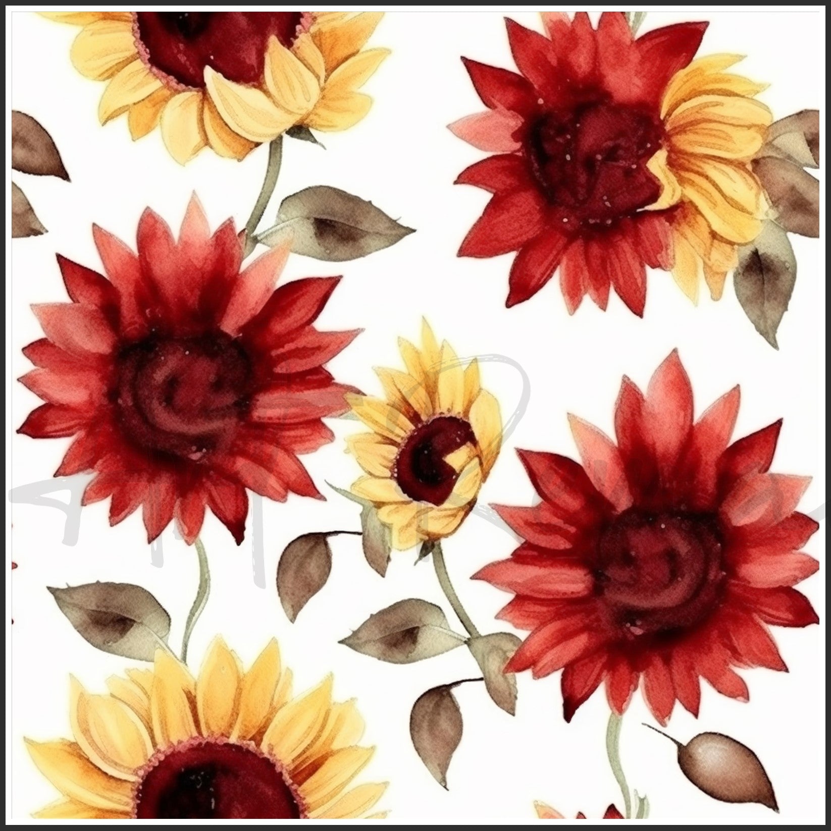 Red Sunflower Art Digital Paper pack, seamless pattern / tiles, 3072 x 3072 pixels, 300dpi, JPEG, SVG, 23 images - ArtRemade