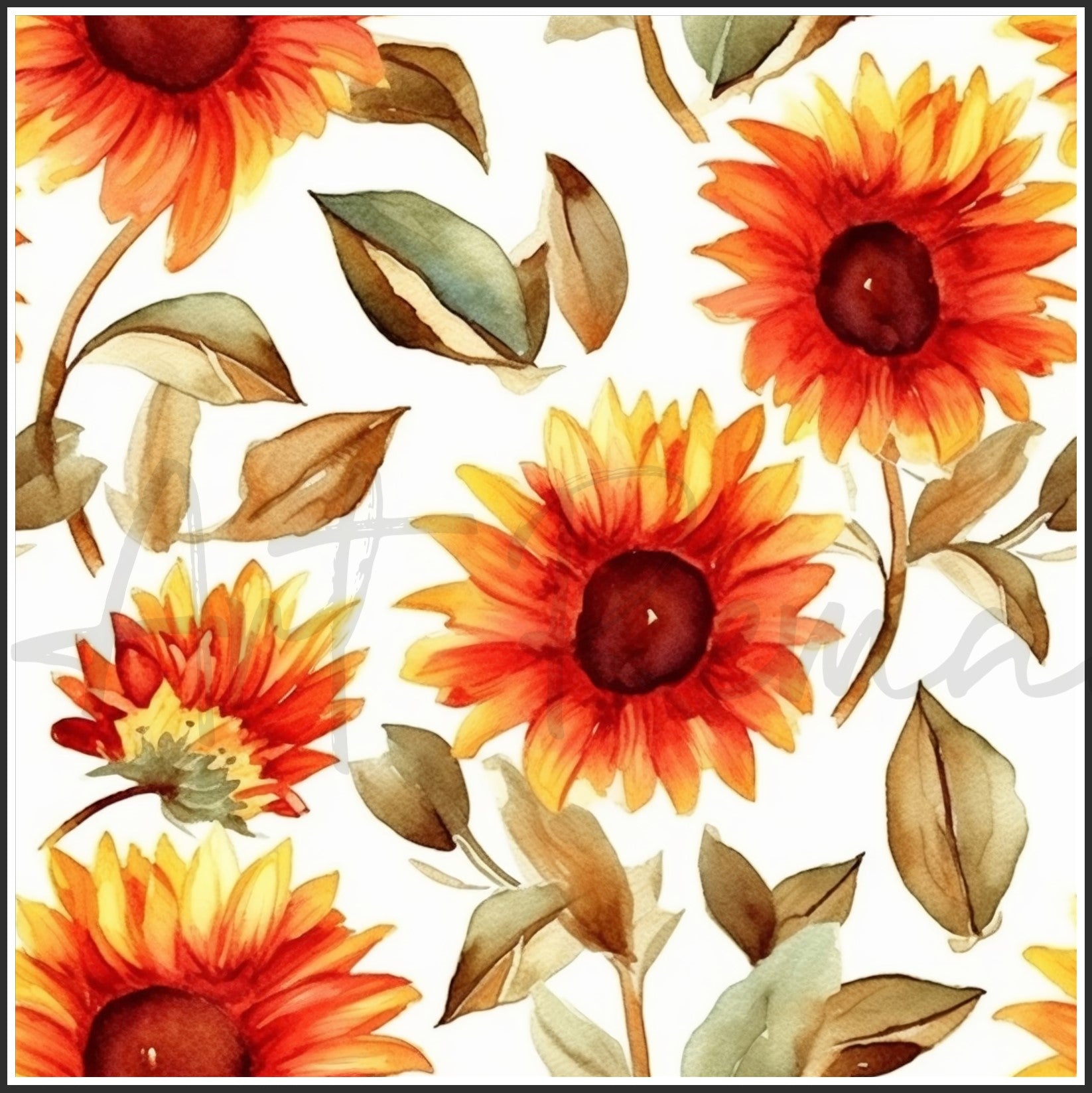 Red Sunflower Art Digital Paper pack, seamless pattern / tiles, 3072 x 3072 pixels, 300dpi, JPEG, SVG, 23 images - ArtRemade