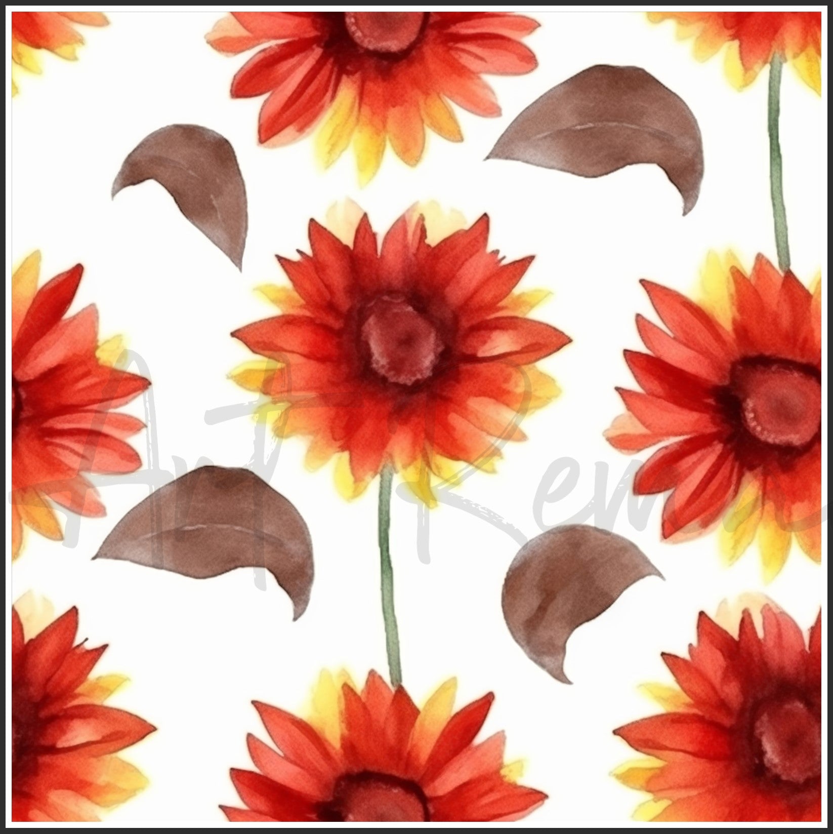 Red Sunflower Art Digital Paper pack, seamless pattern / tiles, 3072 x 3072 pixels, 300dpi, JPEG, SVG, 23 images - ArtRemade