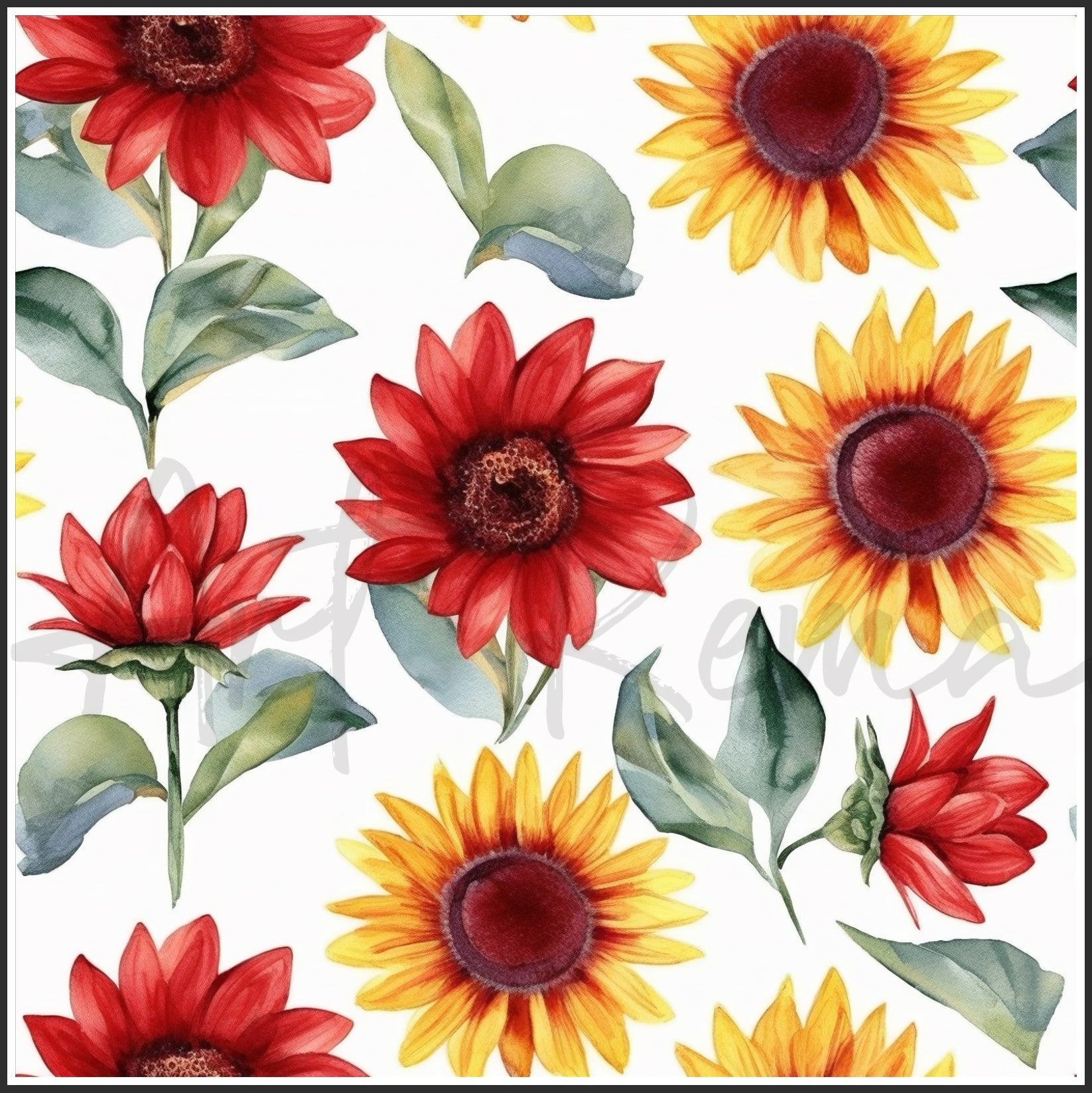 Red Sunflower Art Digital Paper pack, seamless pattern / tiles, 3072 x 3072 pixels, 300dpi, JPEG, SVG, 23 images - ArtRemade