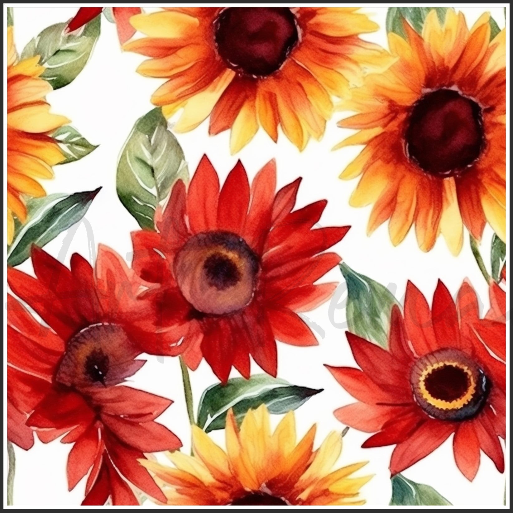 Red Sunflower Art Digital Paper pack, seamless pattern / tiles, 3072 x 3072 pixels, 300dpi, JPEG, SVG, 23 images - ArtRemade