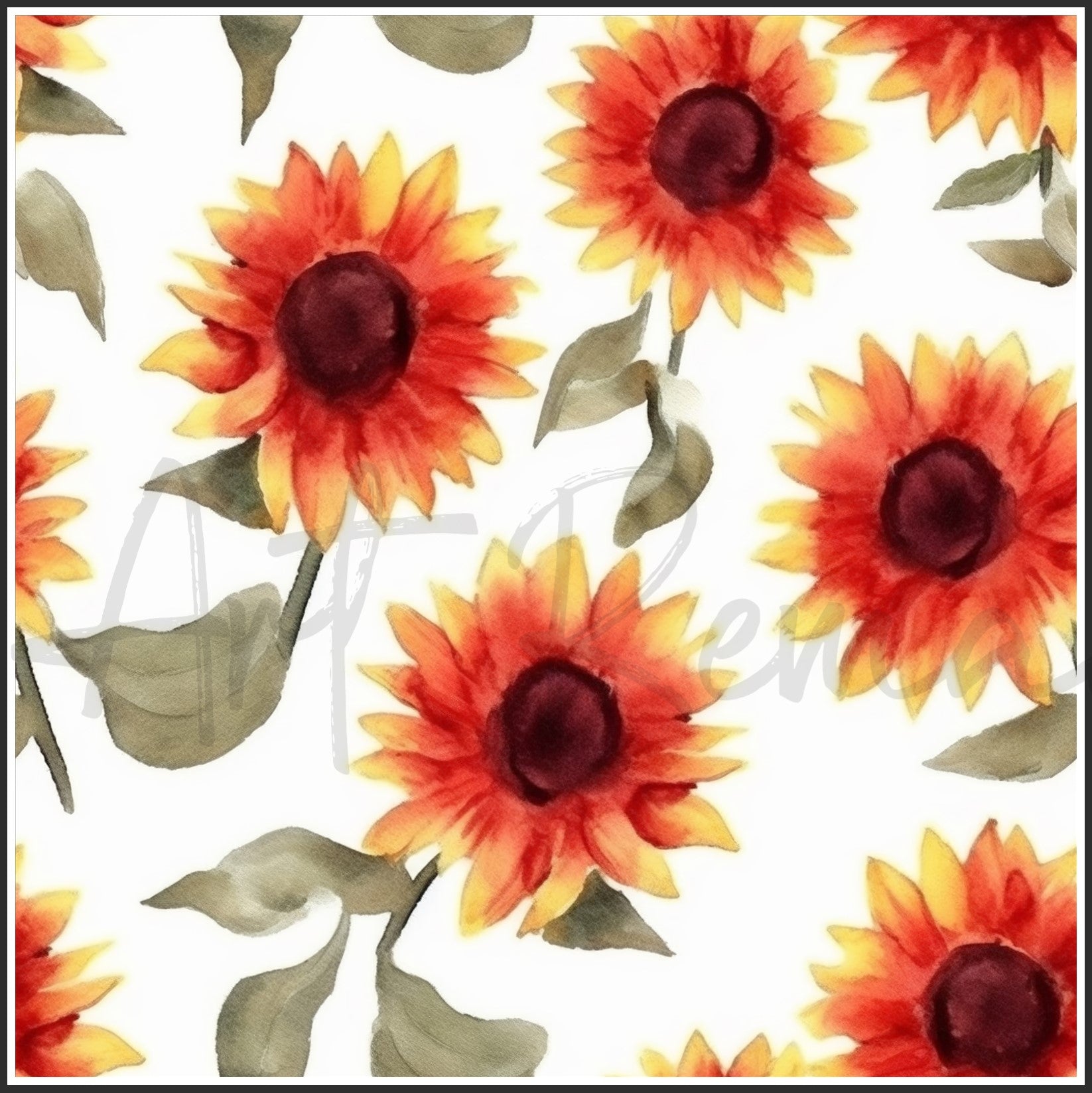 Red Sunflower Art Digital Paper pack, seamless pattern / tiles, 3072 x 3072 pixels, 300dpi, JPEG, SVG, 23 images - ArtRemade