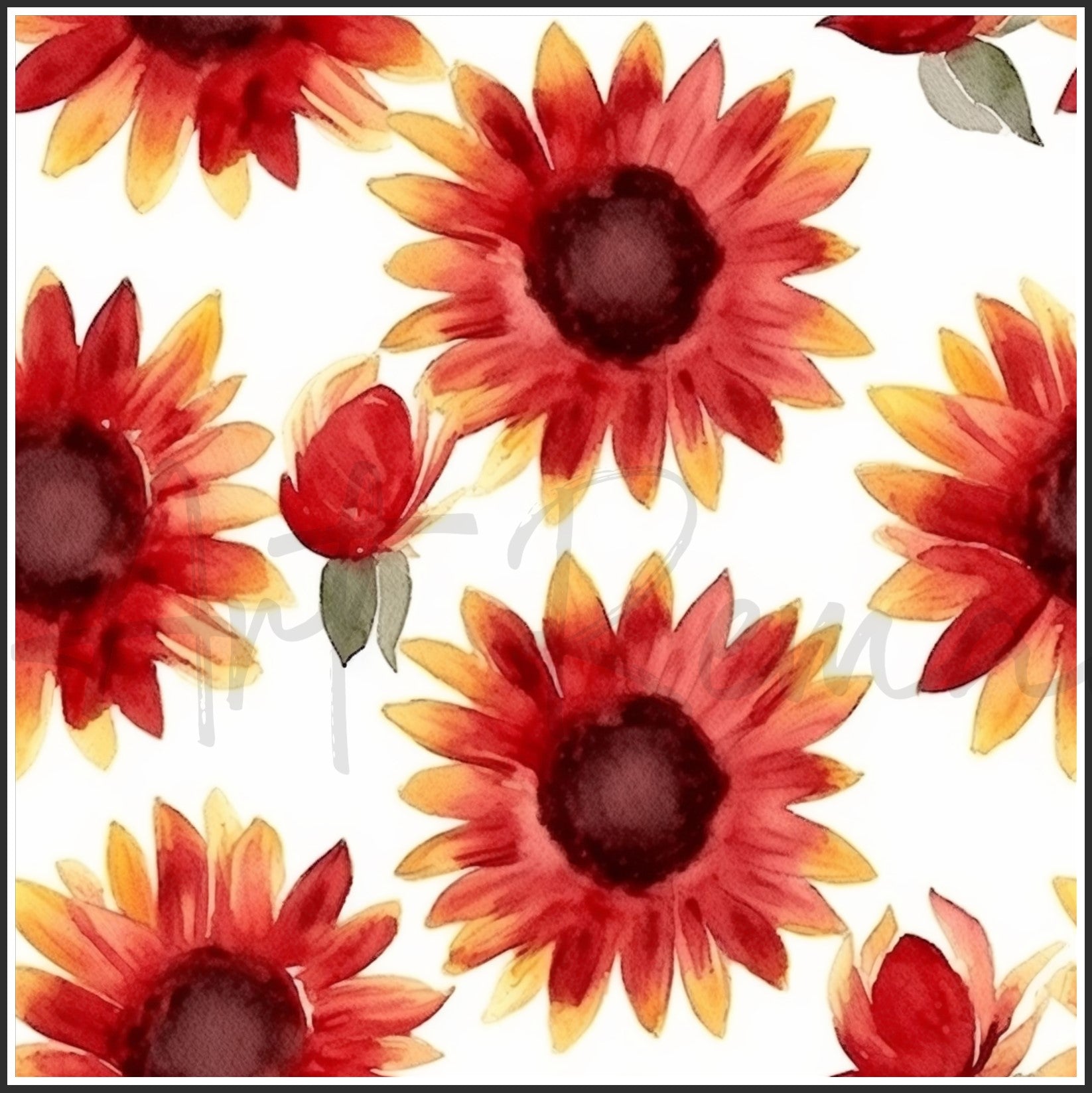 Red Sunflower Art Digital Paper pack, seamless pattern / tiles, 3072 x 3072 pixels, 300dpi, JPEG, SVG, 23 images - ArtRemade