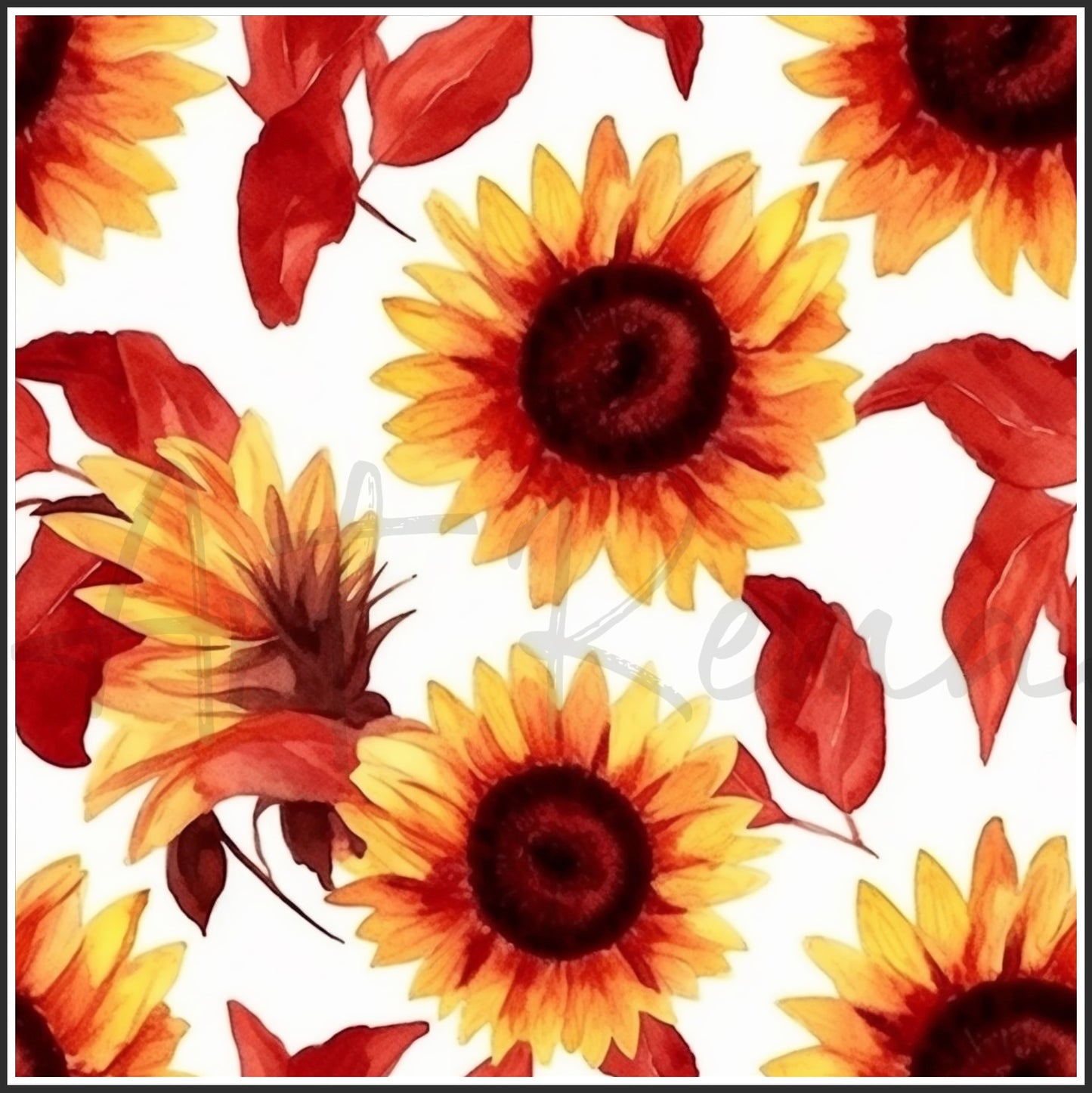 Red Sunflower Art Digital Paper pack, seamless pattern / tiles, 3072 x 3072 pixels, 300dpi, JPEG, SVG, 23 images - ArtRemade