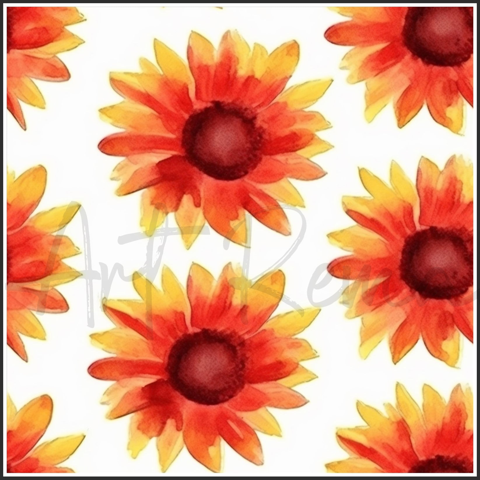 Red Sunflower Art Digital Paper pack, seamless pattern / tiles, 3072 x 3072 pixels, 300dpi, JPEG, SVG, 23 images - ArtRemade