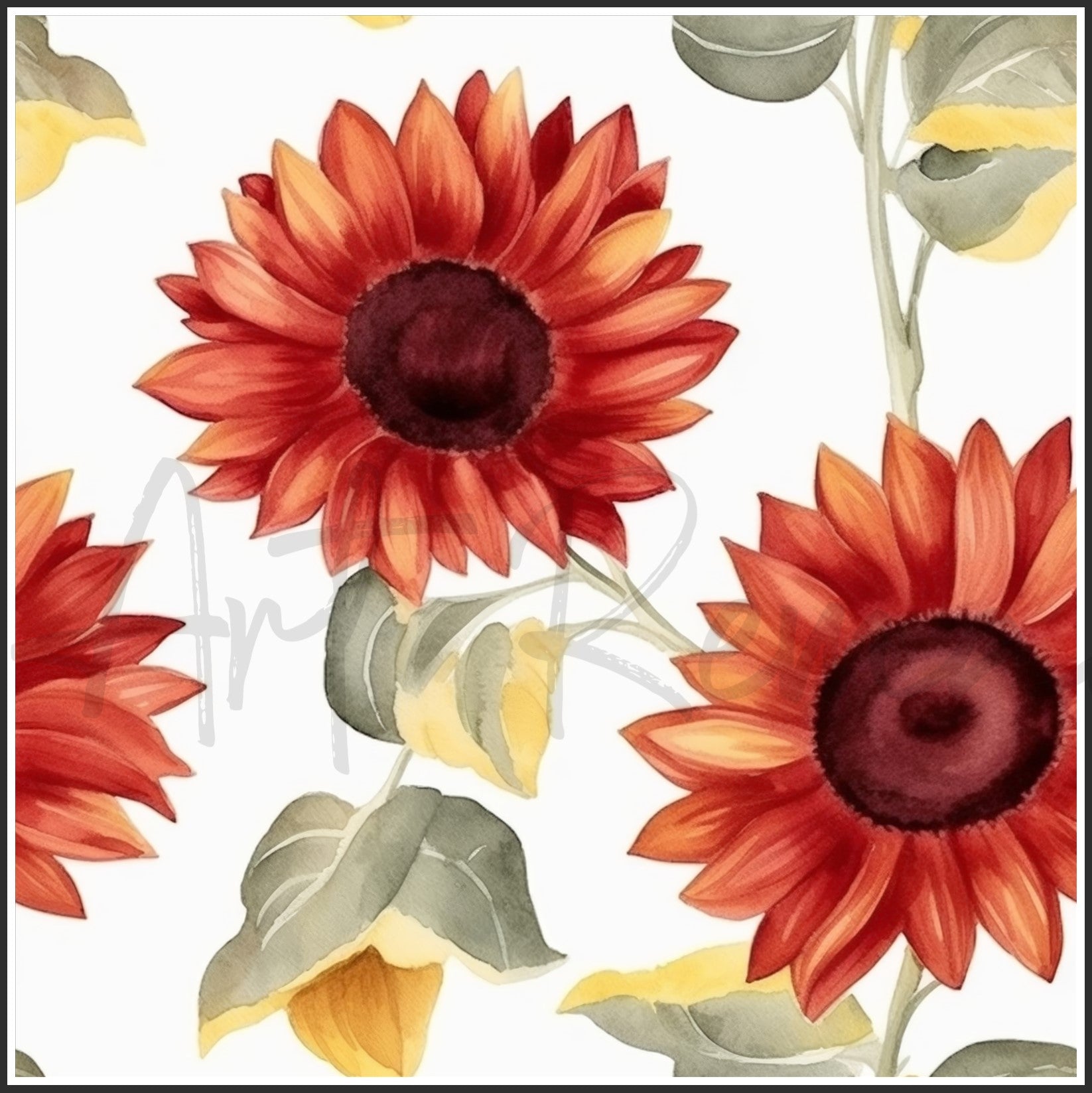 Red Sunflower Art Digital Paper pack, seamless pattern / tiles, 3072 x 3072 pixels, 300dpi, JPEG, SVG, 23 images - ArtRemade