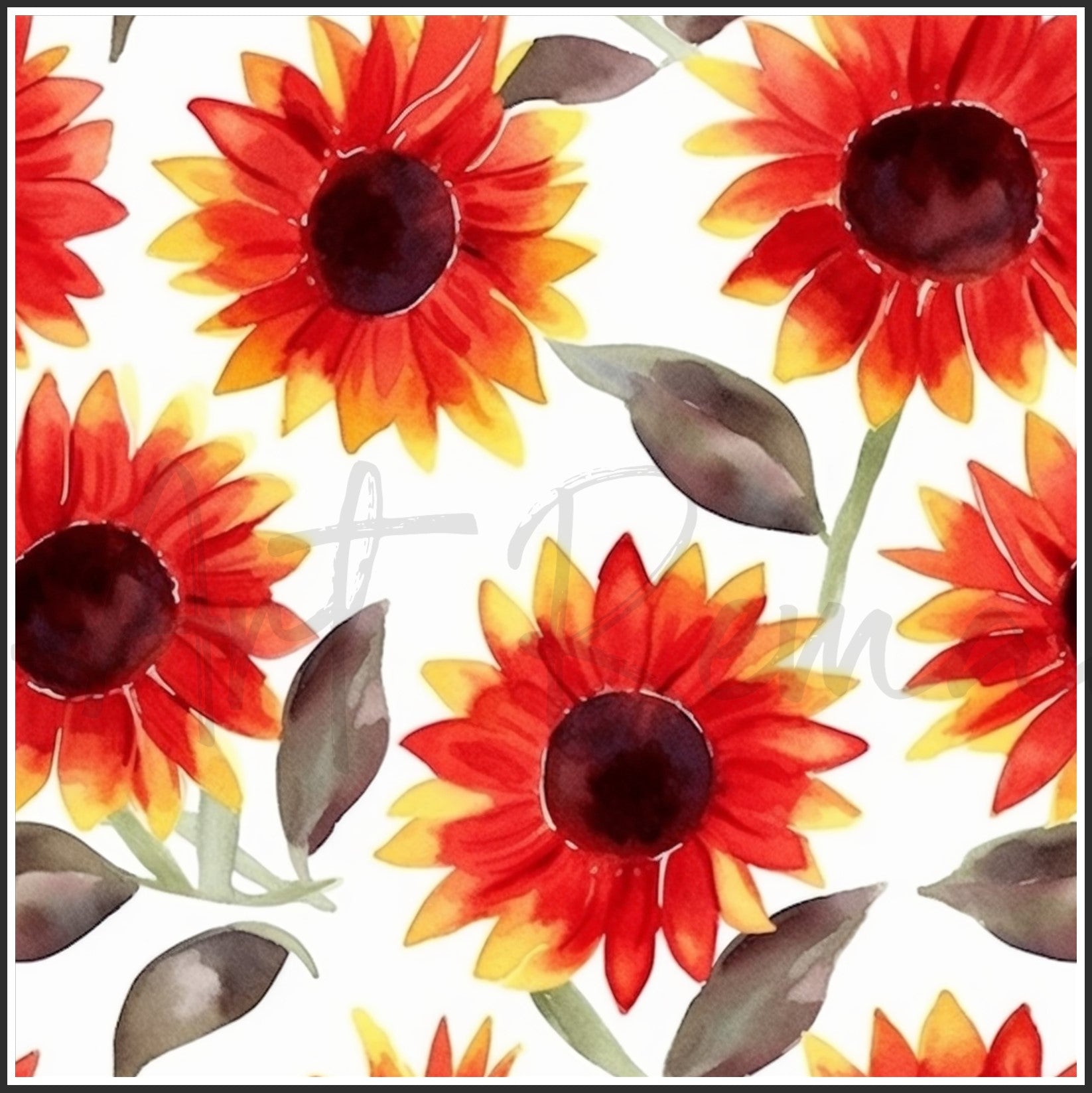 Red Sunflower Art Digital Paper pack, seamless pattern / tiles, 3072 x 3072 pixels, 300dpi, JPEG, SVG, 23 images - ArtRemade