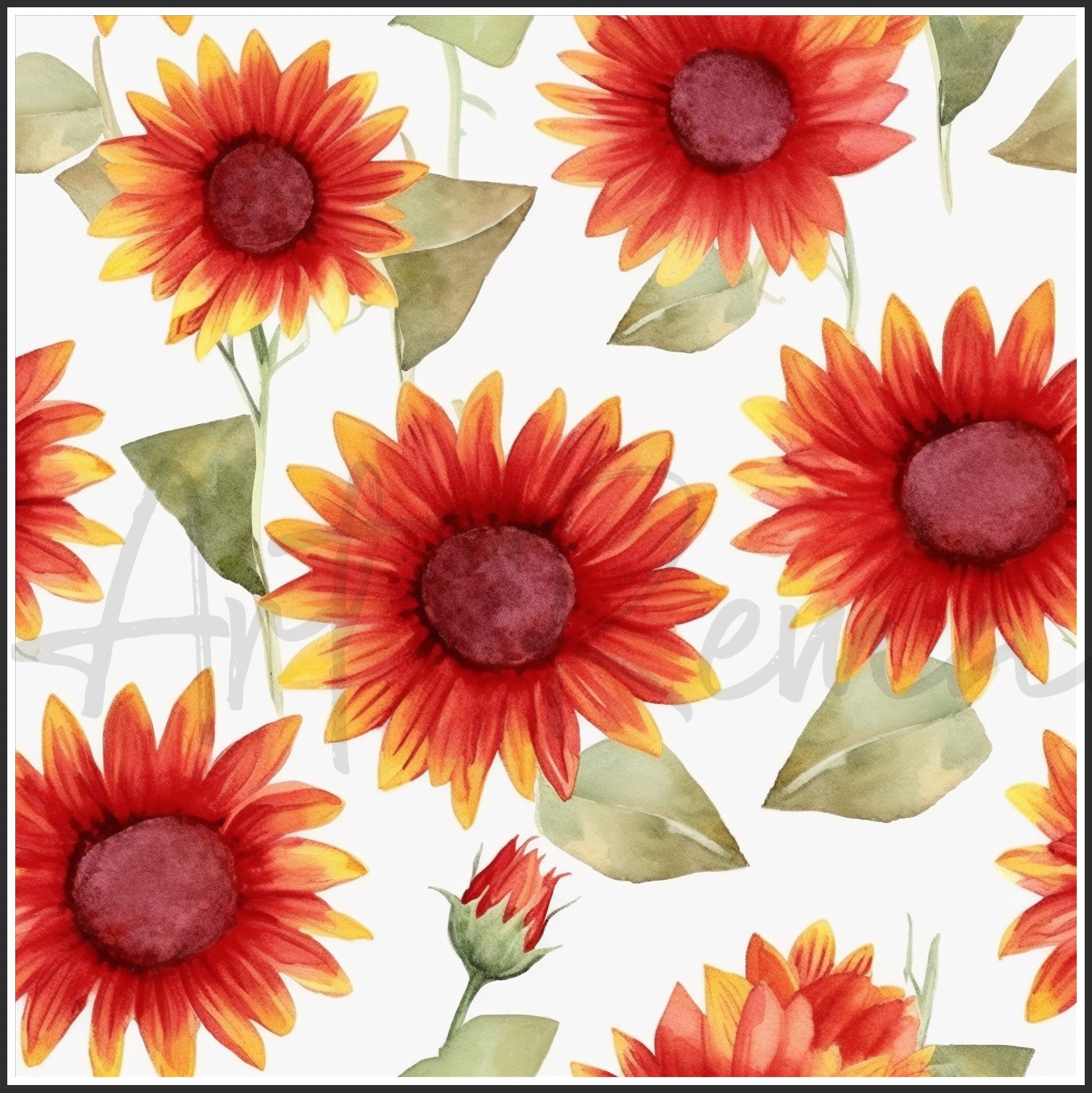 Red Sunflower Art Digital Paper pack, seamless pattern / tiles, 3072 x 3072 pixels, 300dpi, JPEG, SVG, 23 images - ArtRemade