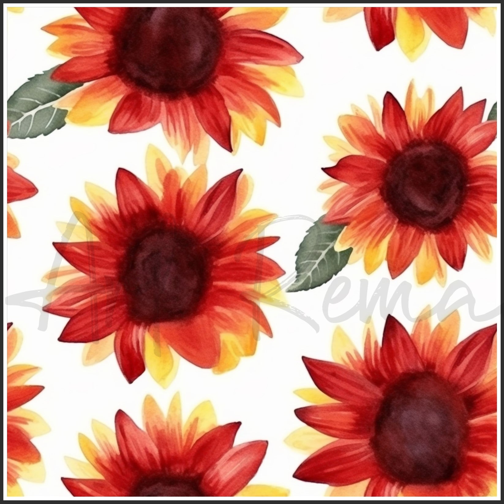 Red Sunflower Art Digital Paper pack, seamless pattern / tiles, 3072 x 3072 pixels, 300dpi, JPEG, SVG, 23 images - ArtRemade