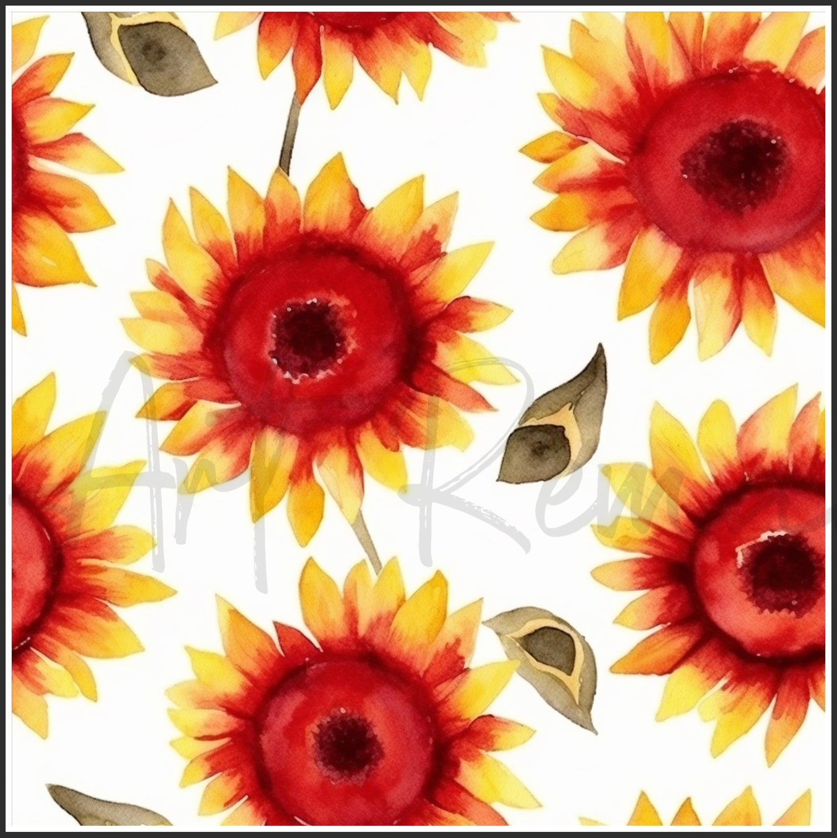 Red Sunflower Art Digital Paper pack, seamless pattern / tiles, 3072 x 3072 pixels, 300dpi, JPEG, SVG, 23 images - ArtRemade