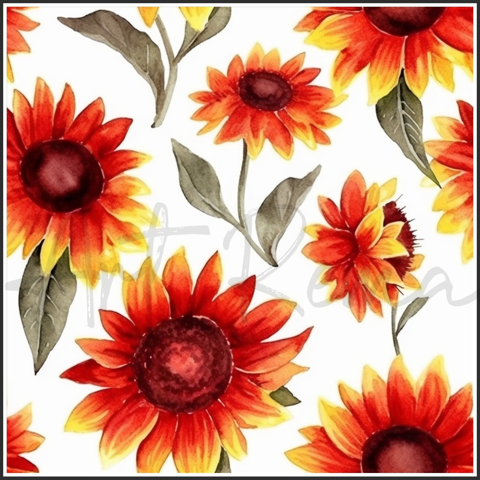 Red Sunflower Art Digital Paper pack, seamless pattern / tiles, 3072 x 3072 pixels, 300dpi, JPEG, SVG, 23 images - ArtRemade
