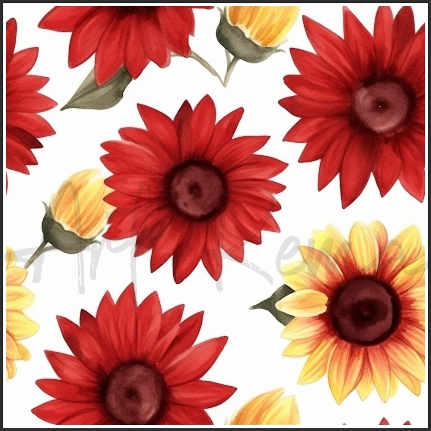 Red Sunflower Art Digital Paper pack, seamless pattern / tiles, 3072 x 3072 pixels, 300dpi, JPEG, SVG, 23 images - ArtRemade