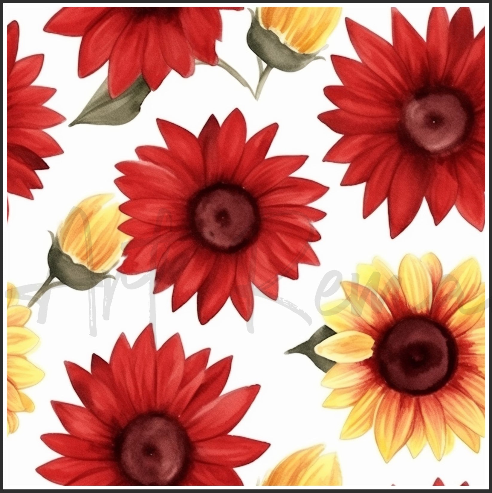 Red Sunflower Art Digital Paper pack, seamless pattern / tiles, 3072 x 3072 pixels, 300dpi, JPEG, SVG, 23 images - ArtRemade