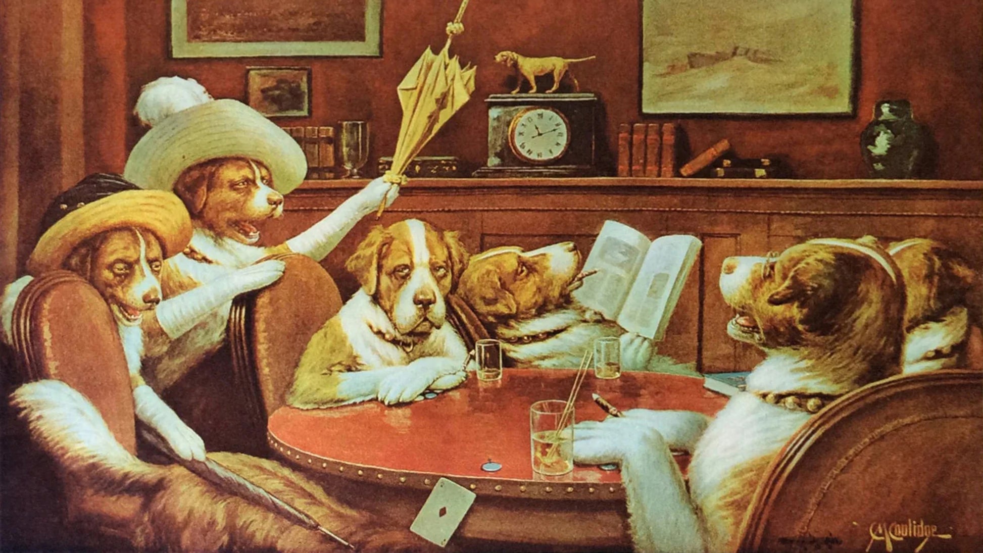 Coolidge 16:9 Tv Art, Dogs playing Poker, set of 5 images - ArtRemade