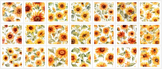 Strawberry Sunflower Art Digital Paper pack, seamless pattern / tiles, 3072 x 3072 pixels, 300dpi, JPEG, SVG, 21 images - ArtRemade