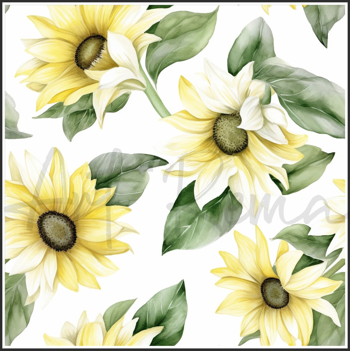 Italian White Sunflower Art Digital Paper pack, seamless pattern / tiles, 3072 x 3072 pixels, 300dpi, JPEG, SVG, 23 images - ArtRemade