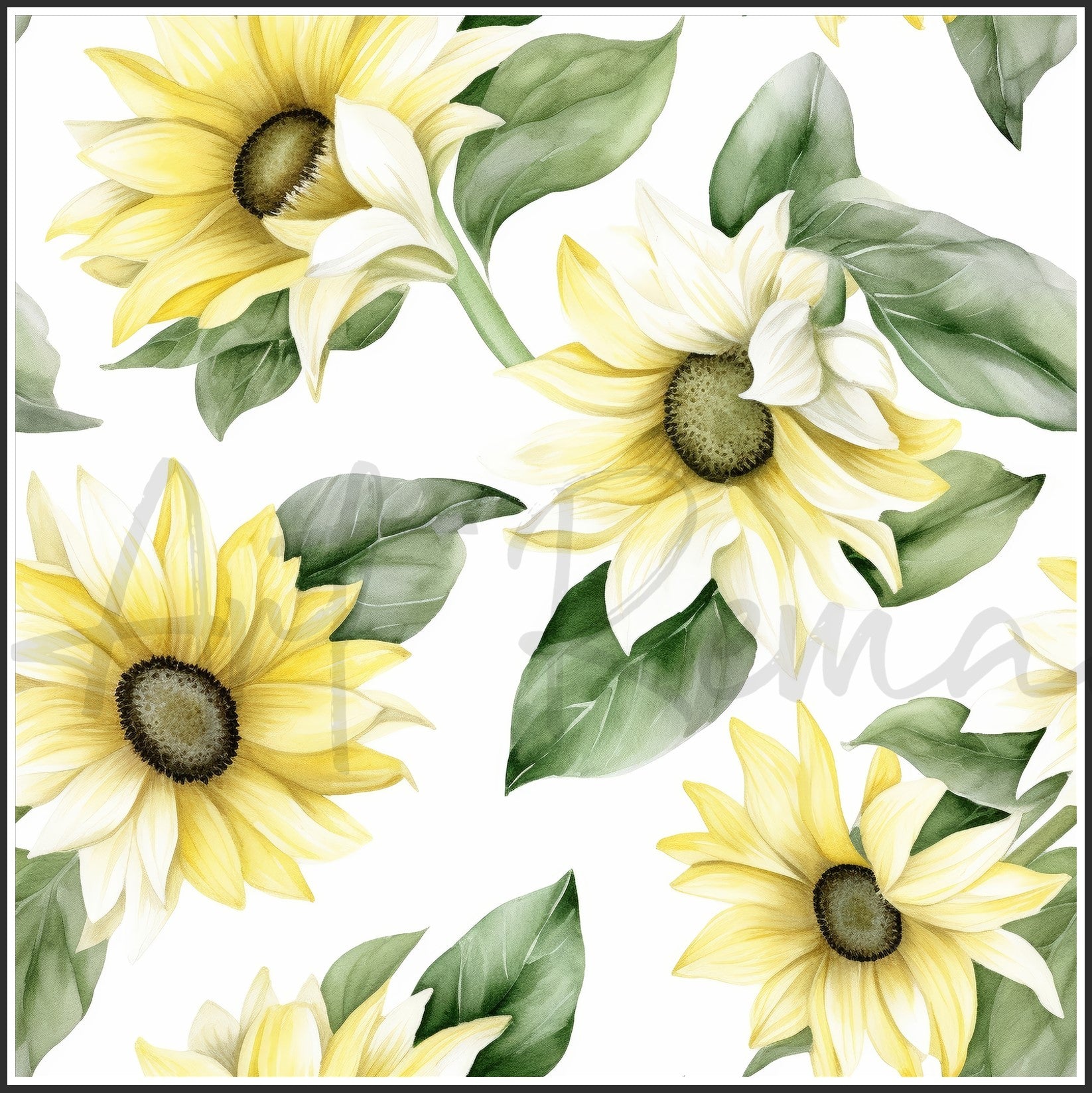 Italian White Sunflower Art Digital Paper pack, seamless pattern / tiles, 3072 x 3072 pixels, 300dpi, JPEG, SVG, 23 images - ArtRemade