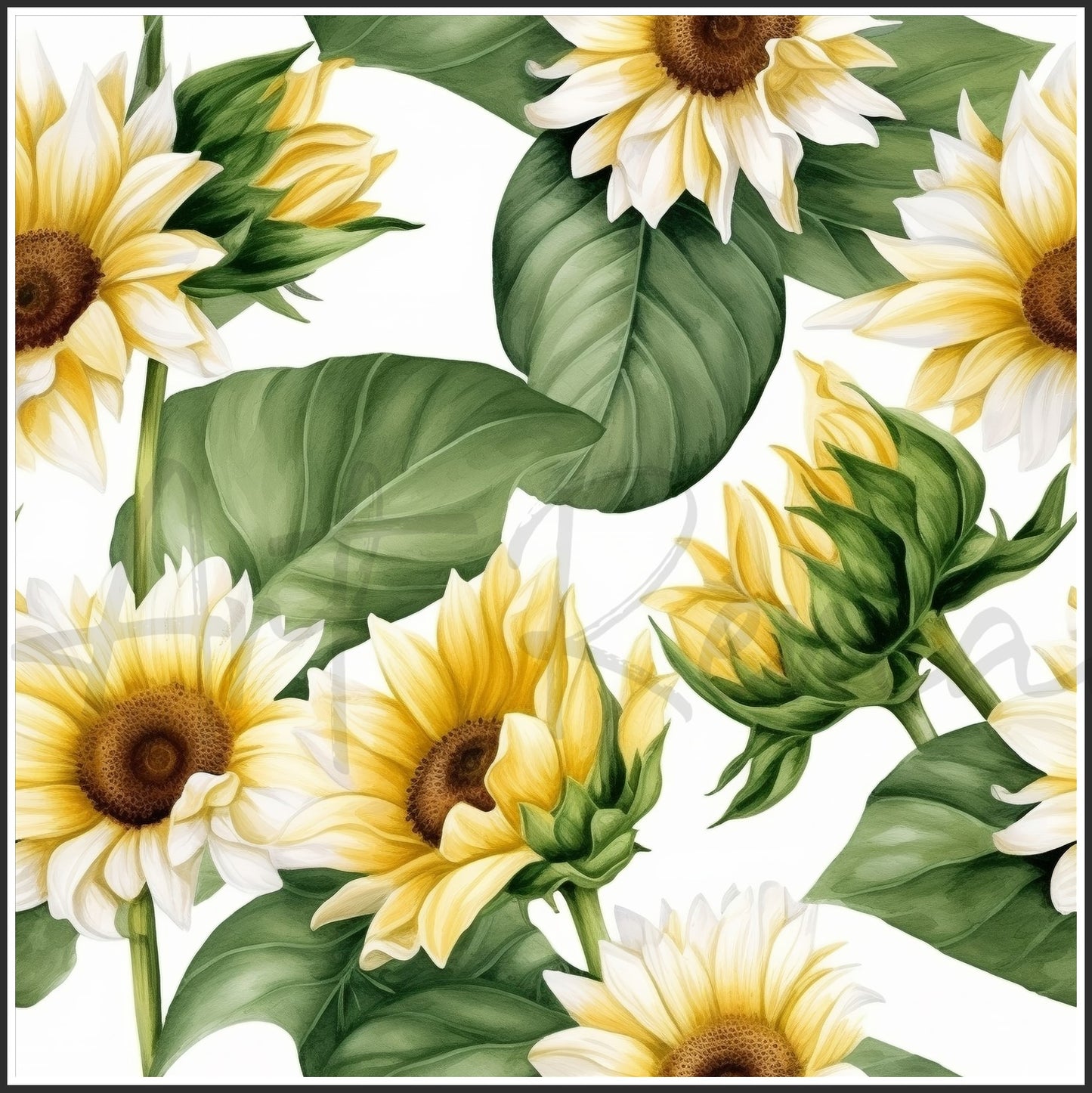 Italian White Sunflower Art Digital Paper pack, seamless pattern / tiles, 3072 x 3072 pixels, 300dpi, JPEG, SVG, 23 images - ArtRemade