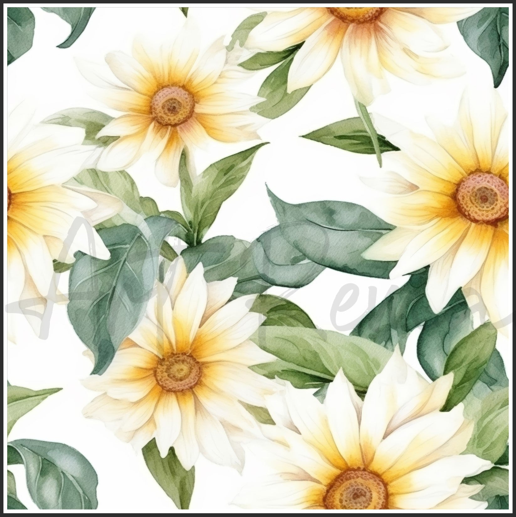 Italian White Sunflower Art Digital Paper pack, seamless pattern / tiles, 3072 x 3072 pixels, 300dpi, JPEG, SVG, 23 images - ArtRemade