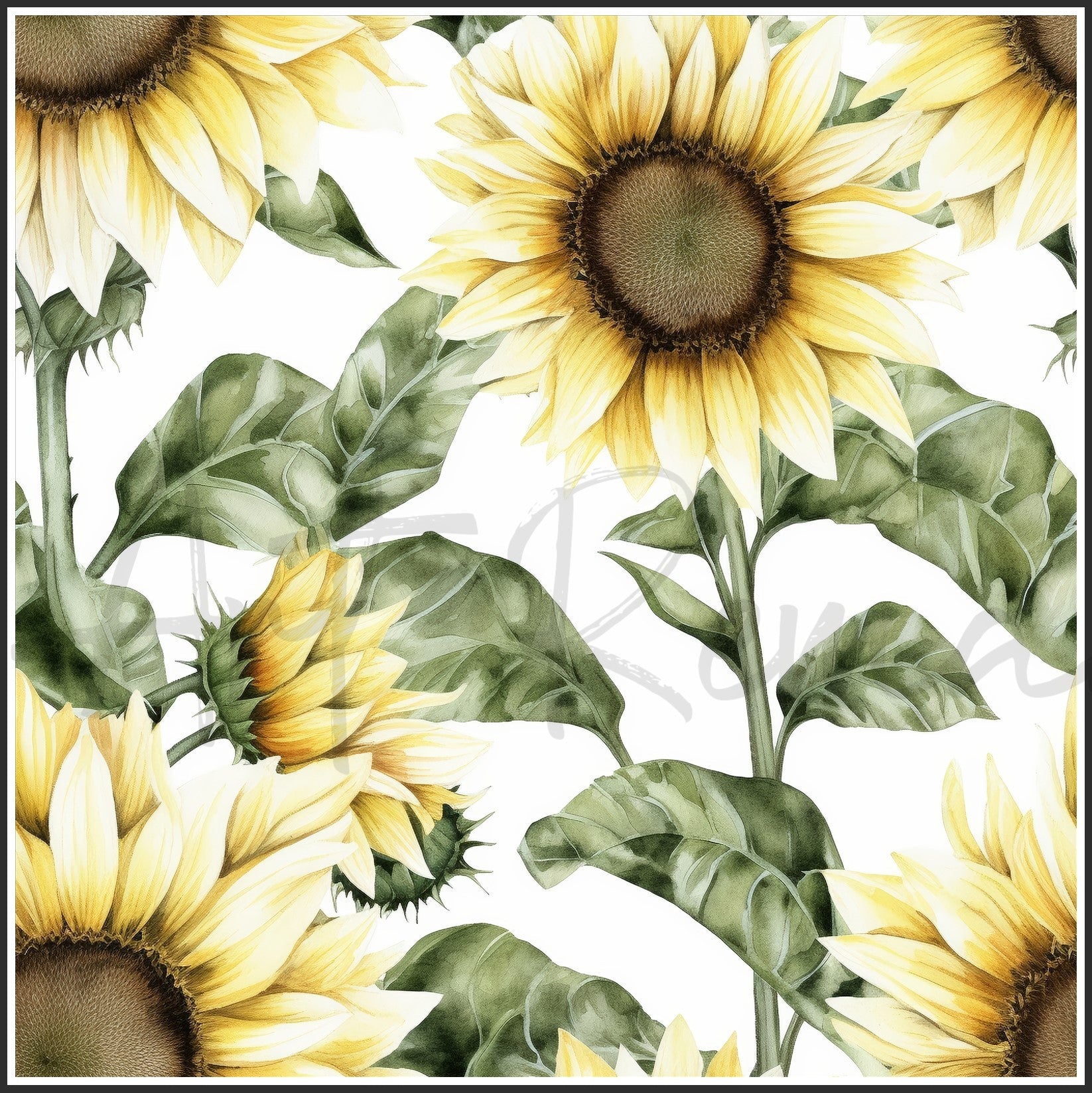 Italian White Sunflower Art Digital Paper pack, seamless pattern / tiles, 3072 x 3072 pixels, 300dpi, JPEG, SVG, 23 images - ArtRemade