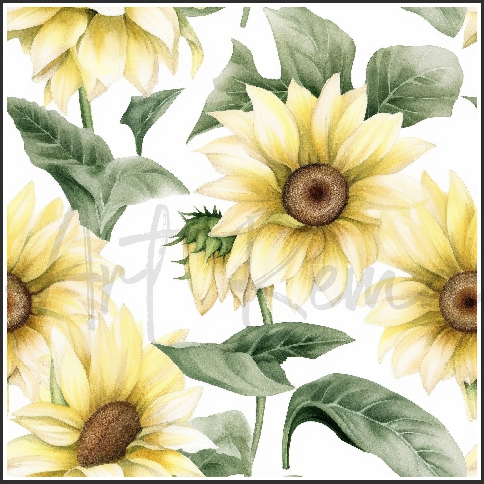 Italian White Sunflower Art Digital Paper pack, seamless pattern / tiles, 3072 x 3072 pixels, 300dpi, JPEG, SVG, 23 images - ArtRemade