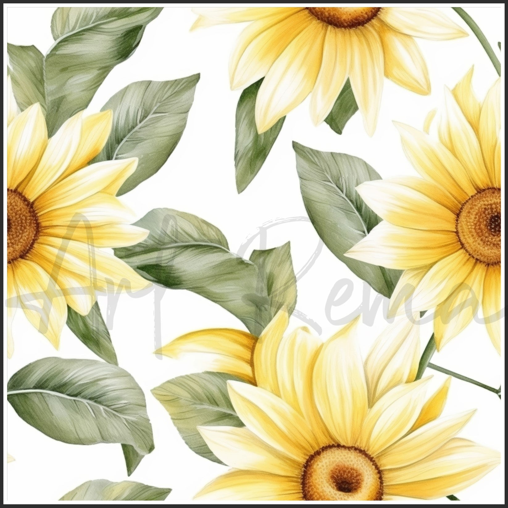 Italian White Sunflower Art Digital Paper pack, seamless pattern / tiles, 3072 x 3072 pixels, 300dpi, JPEG, SVG, 23 images - ArtRemade