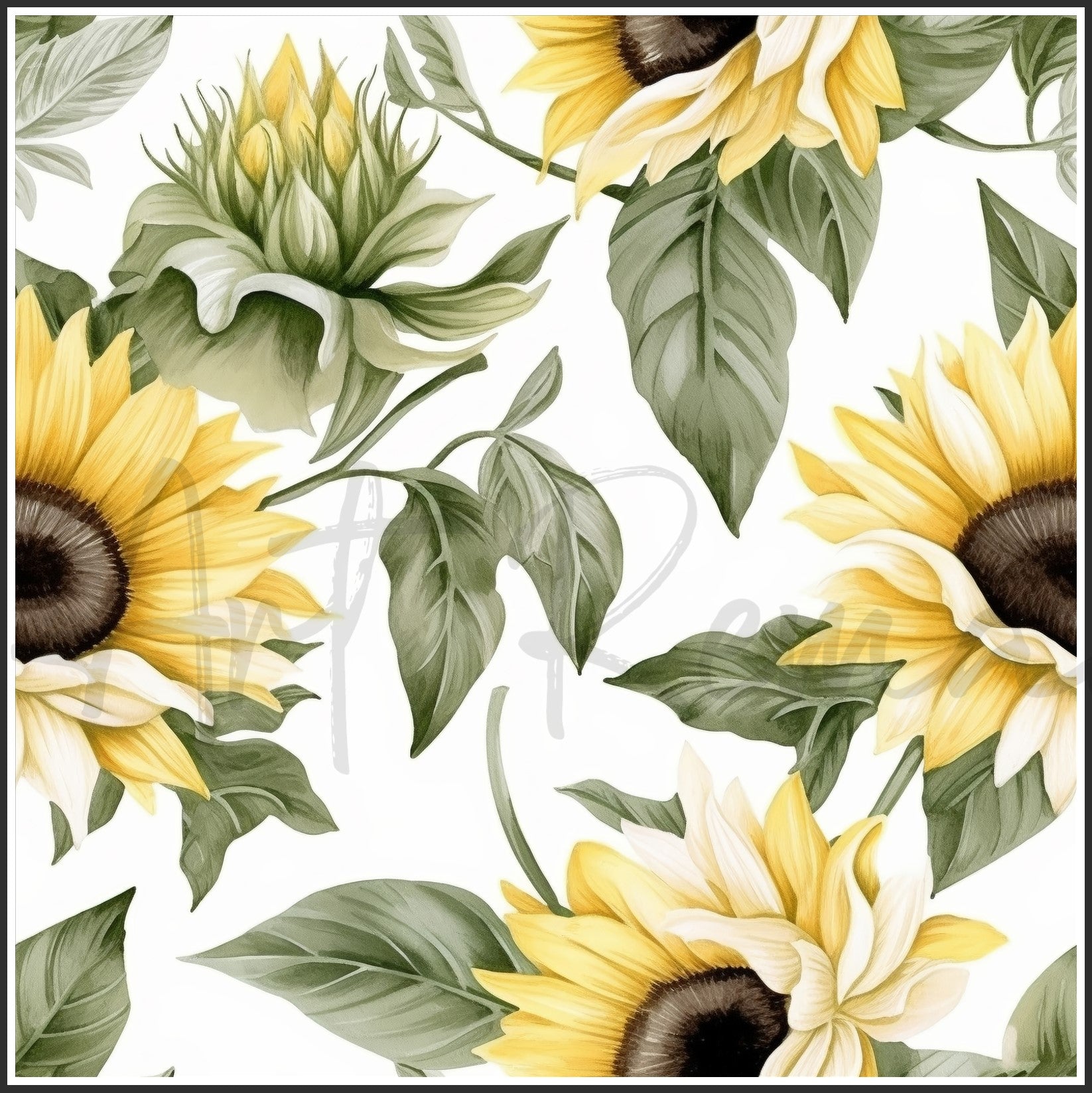 Italian White Sunflower Art Digital Paper pack, seamless pattern / tiles, 3072 x 3072 pixels, 300dpi, JPEG, SVG, 23 images - ArtRemade