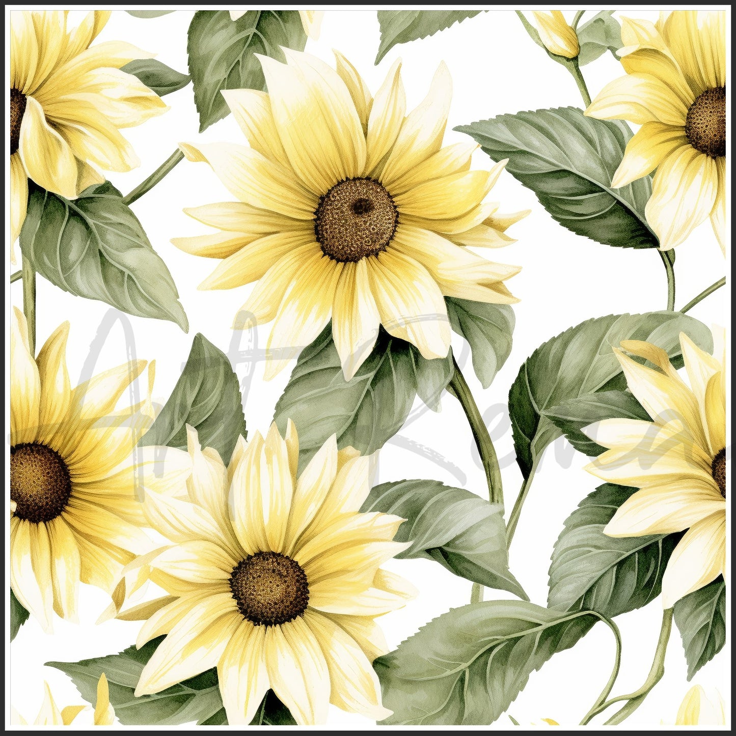 Italian White Sunflower Art Digital Paper pack, seamless pattern / tiles, 3072 x 3072 pixels, 300dpi, JPEG, SVG, 23 images - ArtRemade
