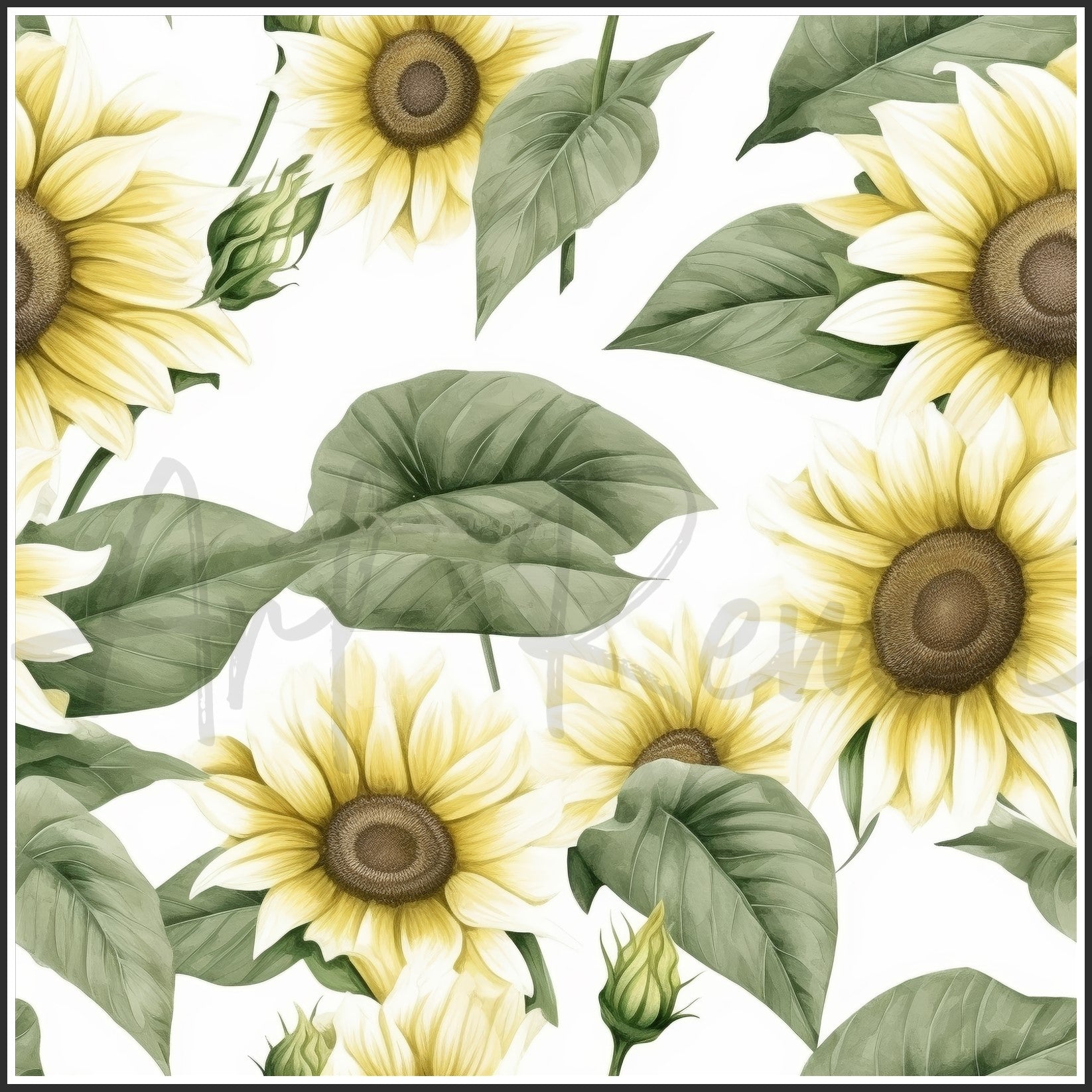 Italian White Sunflower Art Digital Paper pack, seamless pattern / tiles, 3072 x 3072 pixels, 300dpi, JPEG, SVG, 23 images - ArtRemade
