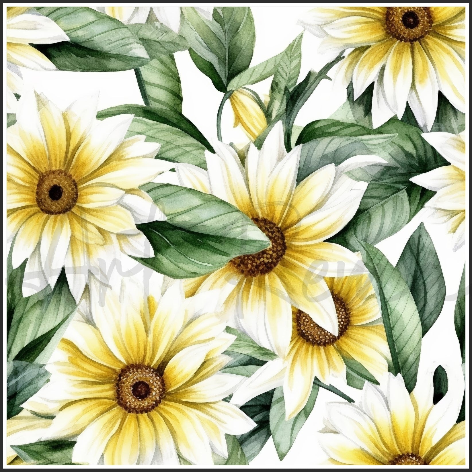 Italian White Sunflower Art Digital Paper pack, seamless pattern / tiles, 3072 x 3072 pixels, 300dpi, JPEG, SVG, 23 images - ArtRemade
