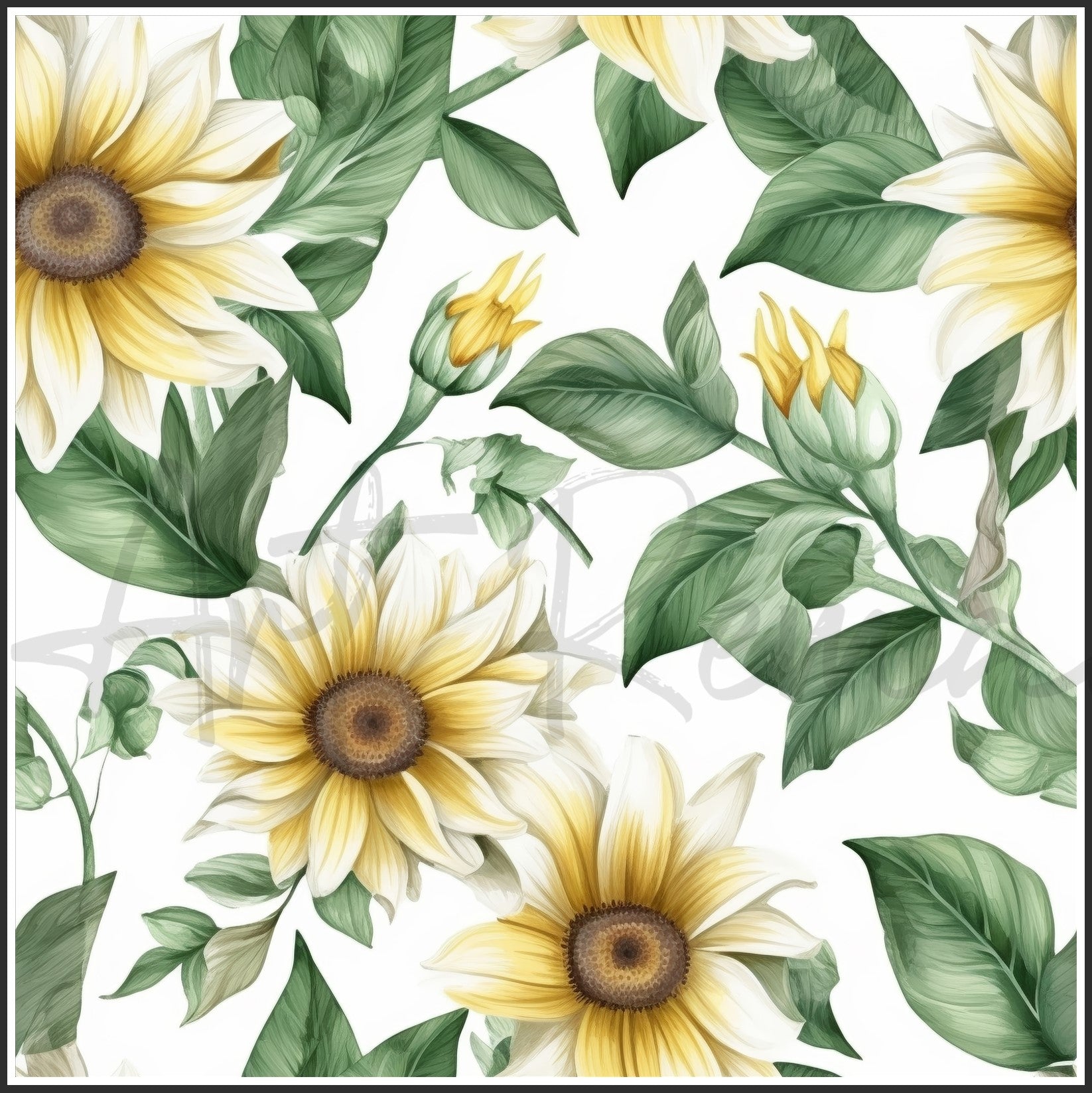 Italian White Sunflower Art Digital Paper pack, seamless pattern / tiles, 3072 x 3072 pixels, 300dpi, JPEG, SVG, 23 images - ArtRemade