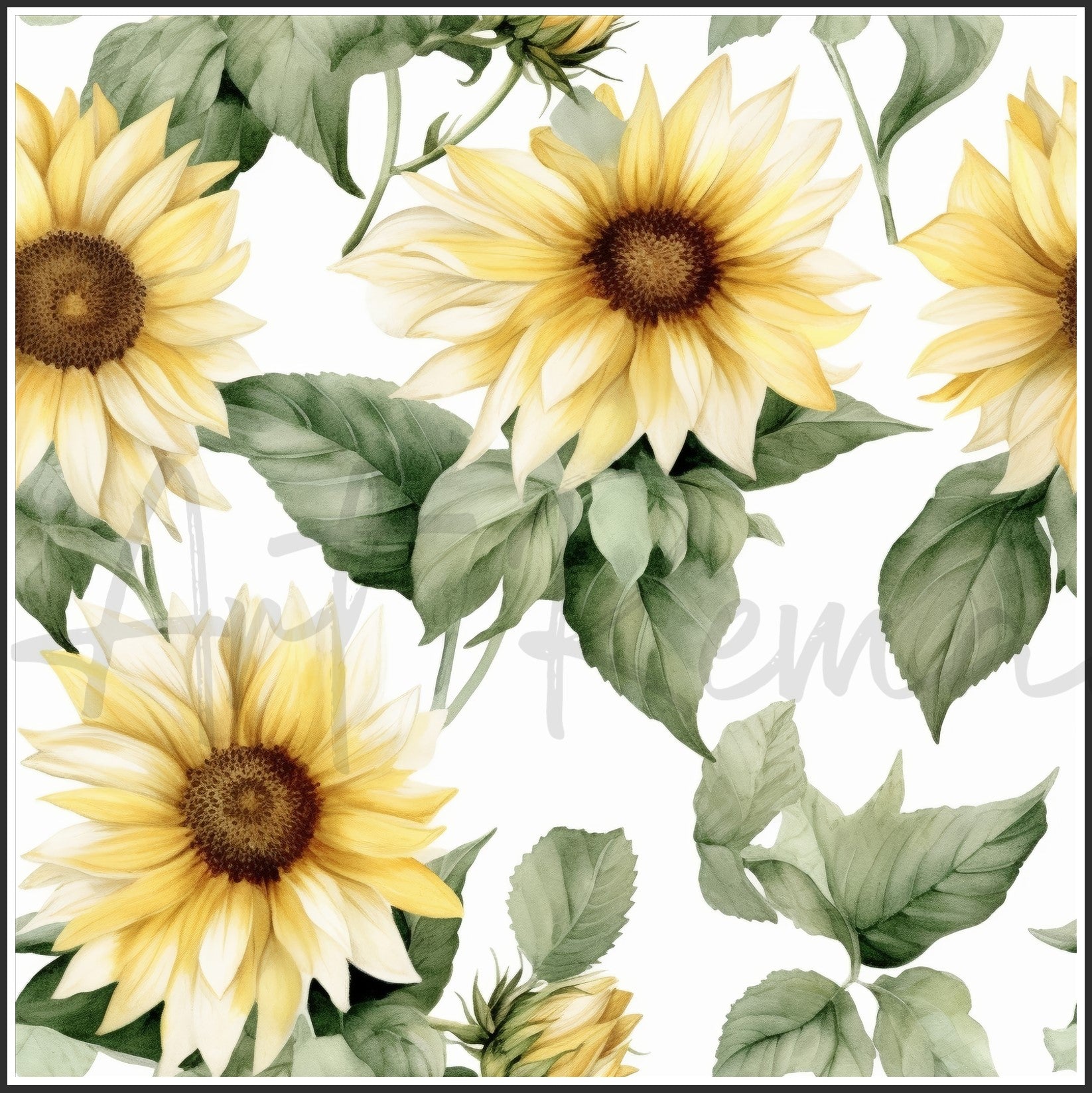 Italian White Sunflower Art Digital Paper pack, seamless pattern / tiles, 3072 x 3072 pixels, 300dpi, JPEG, SVG, 23 images - ArtRemade