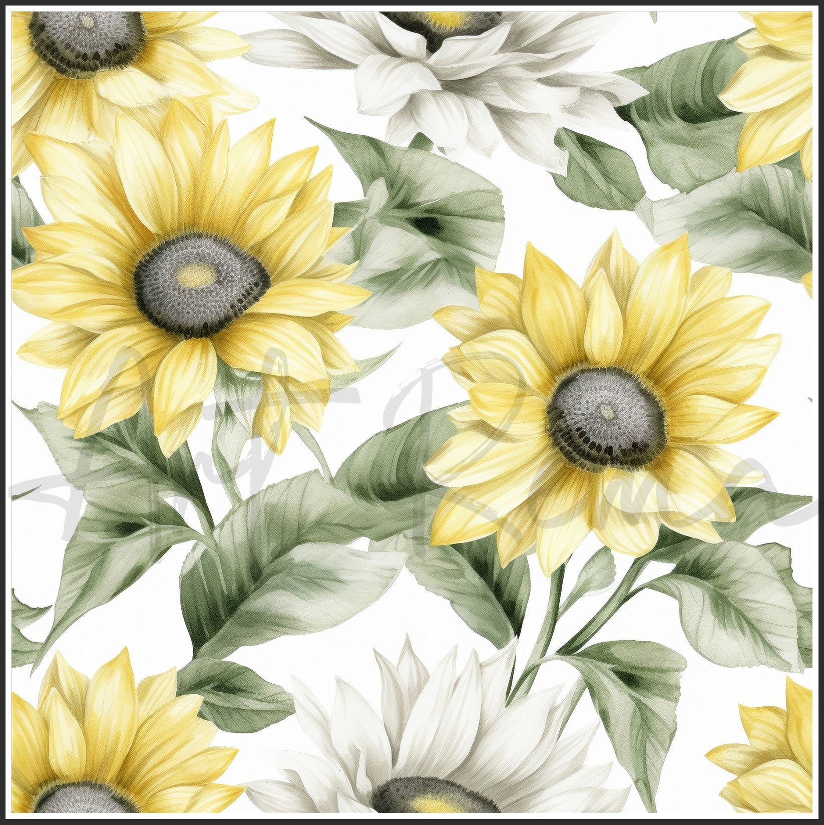 Italian White Sunflower Art Digital Paper pack, seamless pattern / tiles, 3072 x 3072 pixels, 300dpi, JPEG, SVG, 23 images - ArtRemade