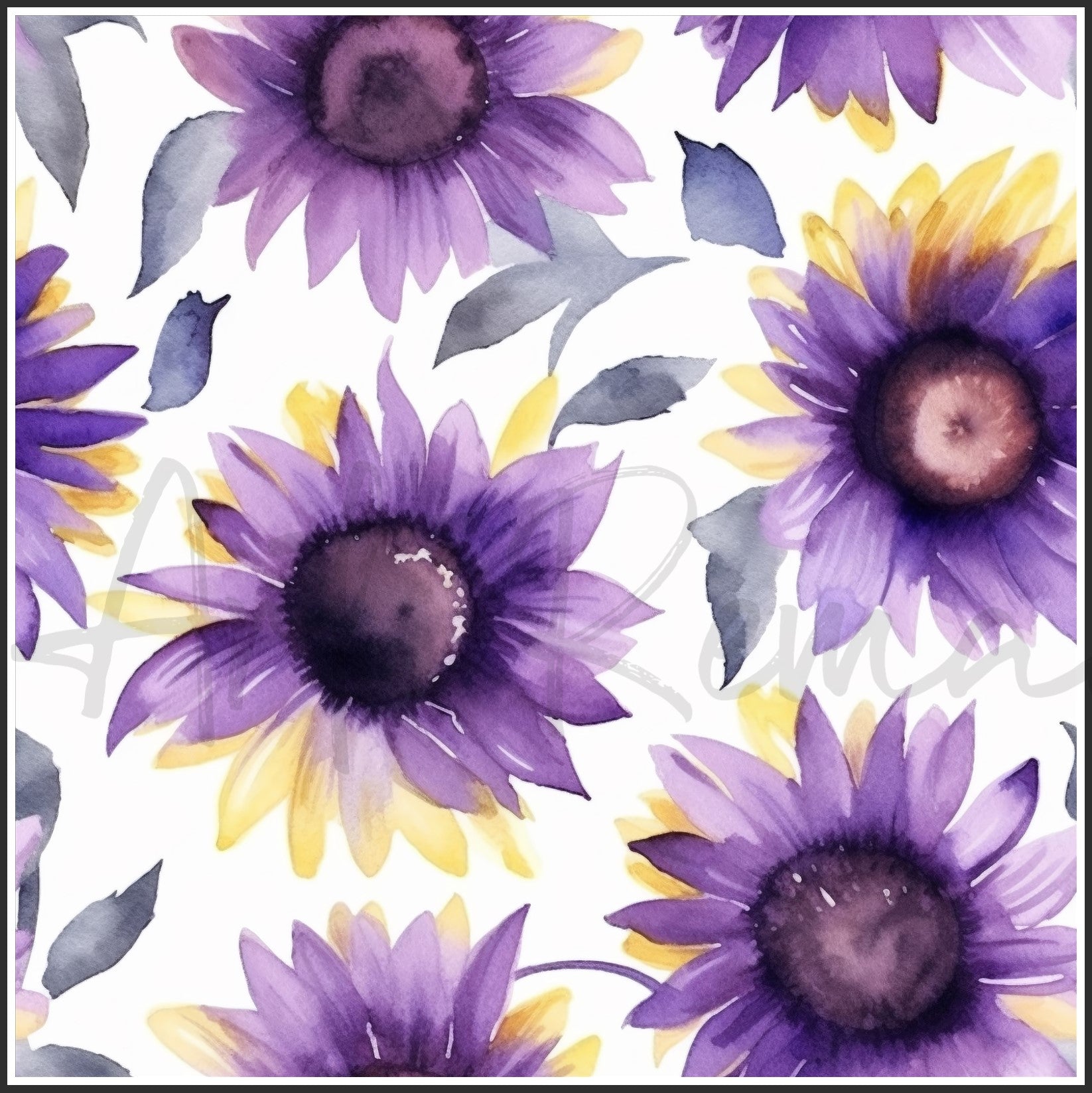 Purple Sunflower Art Digital Paper pack, seamless pattern / tiles, 3072 x 3072 pixels, 300dpi, JPEG, SVG, 24 images - ArtRemade